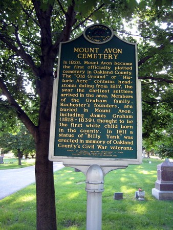 Michigan Historical Marker at Mount Avon Cemetery, Rochester, Michigan