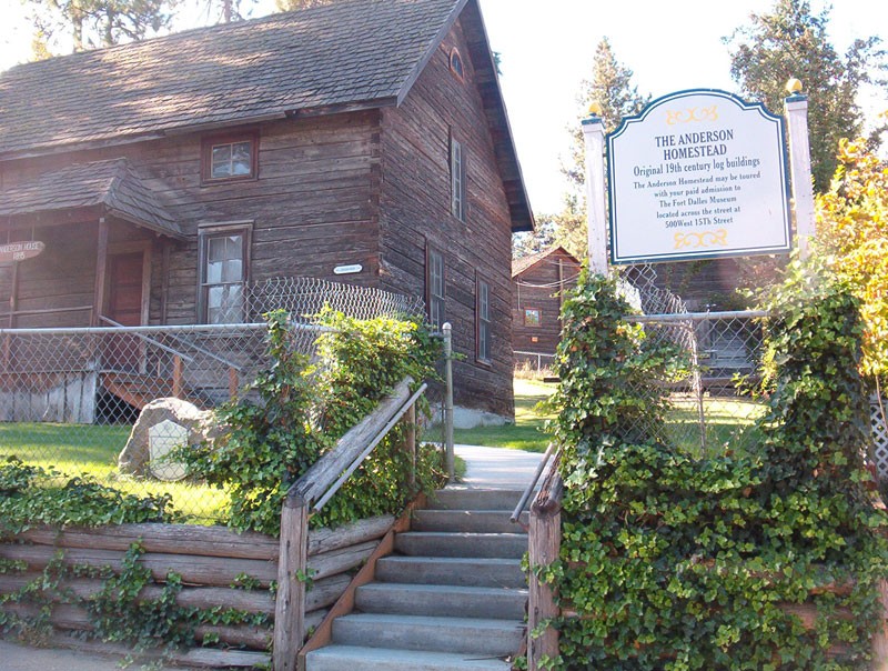 The Anderson Homestead includes this home, a barn, and a granary. It is listed on the National Register of Historic Sites.
