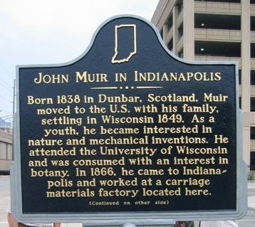 John Muir in Indianapolis Historical Marker