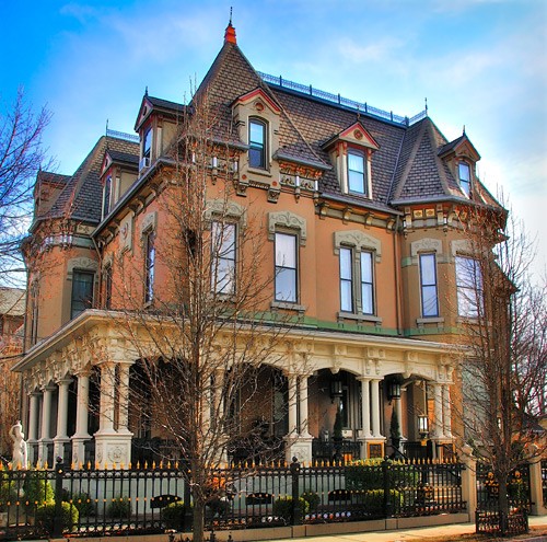 The mansion is a fine examples of the French Chateau and Gothic Revival styles of architecture. 