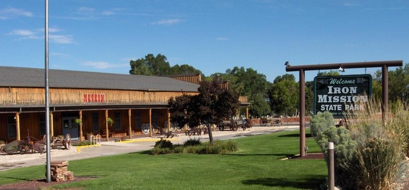 A view of the entrance to Frontier Homestead.