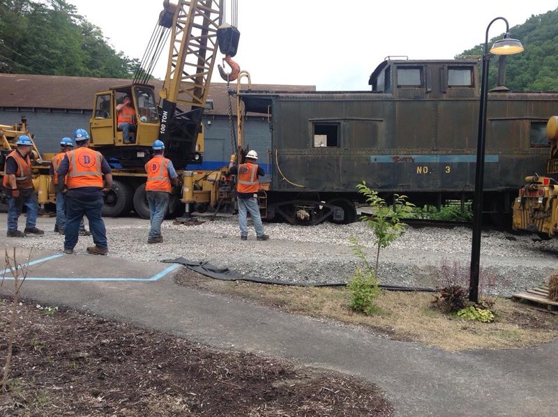 Delivery of the caboose. Restoration currently in progress.