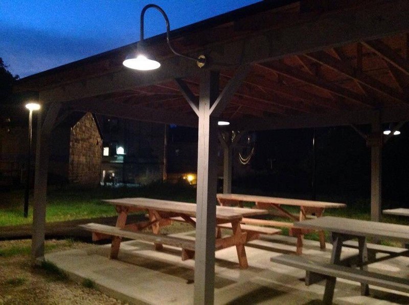 Picnic shelter at night