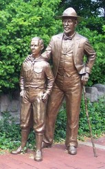 The Daniel Beard and boy scout statues, located just outside the home