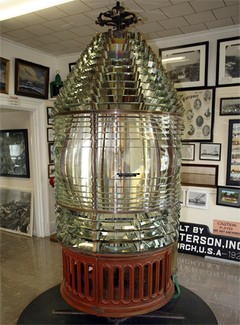 Fresnel lens used in Fairport Harbor Lighthouse located inside Fairport Harbor Marine Museum and Lighthouse.