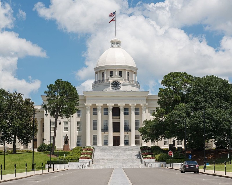 The Alabama State Capitol building was built in 1851 (a fire destroyed the previous building down to the foundations a few years earlier) and became the Confederacy's first capitol in February 1861.