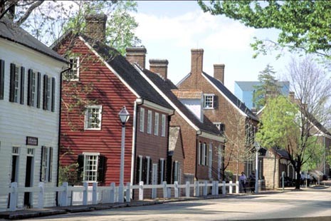 Row of historic homes in Old Salem 