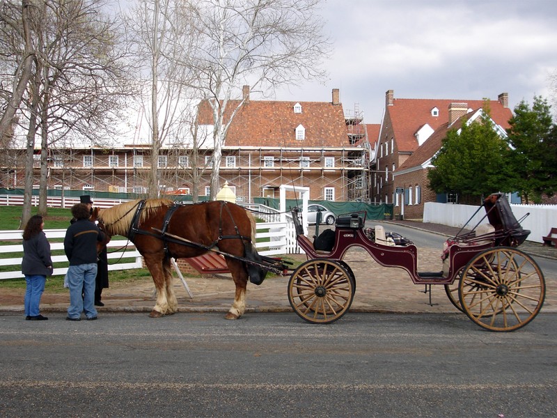 Horse and buggy outside on Old Salem grounds