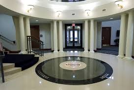 The building's rotunda, which houses Marshall University memorabilia. 