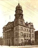 Original Erie Courthouse built in 1887 as it looked in 1901. Demolished in 1936 to make way for construction of today's courthouse 