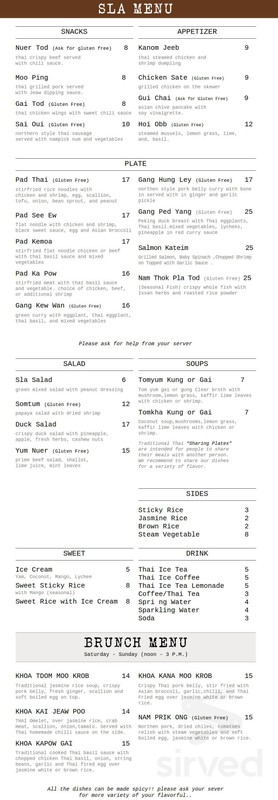 Slai Menu SLA Thai - Clio