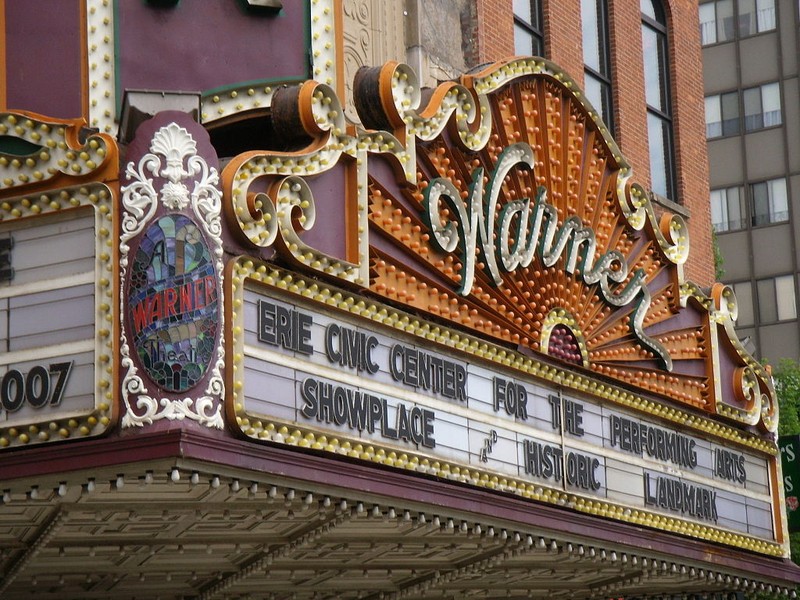 Closeup of the theatre's marquee 