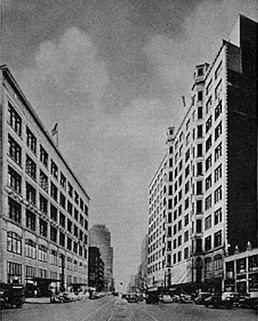 Halle's is seen on the left, view from Huron Road, 1927.