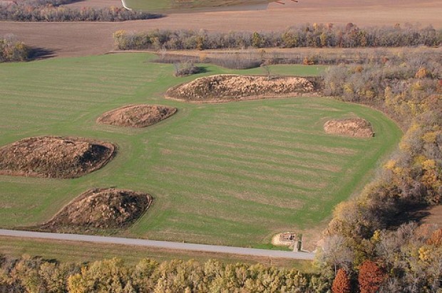 Aerial view of Kincaid Mounds State Historic Site