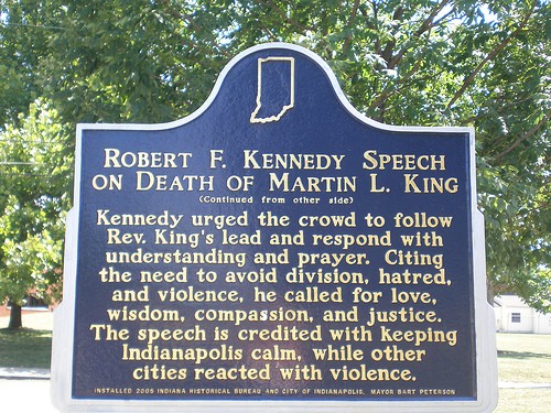 Memorial marker dedicating the site where Kennedy gave his speech