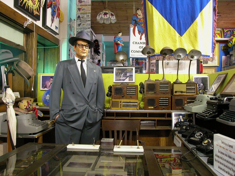 Display devoted to Clark Kent and props from the Daily Planet offices.