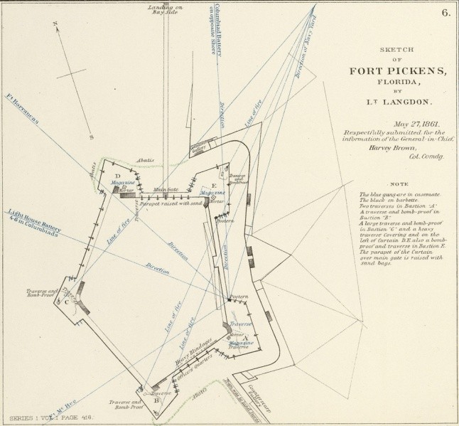 Map of Fort Pickens in 1861.