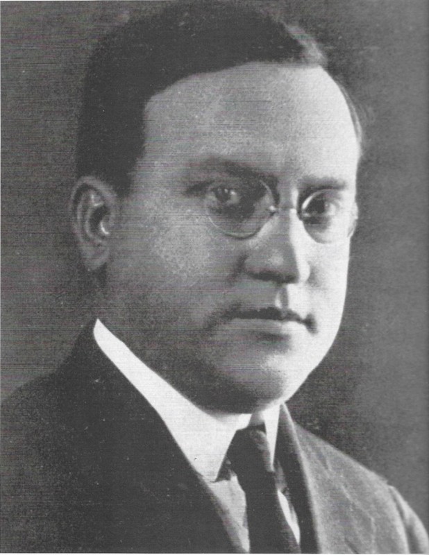 Black and white, man with glasses and suit