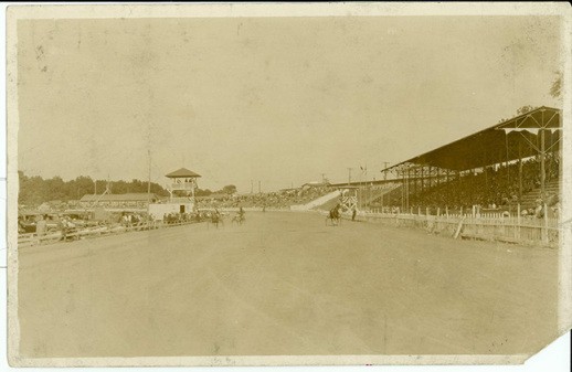 The horse track featured at Playland Park with the concrete grandstands that are still present in the area today.