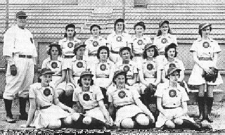 The 1943 Pennant Winners of the AAGPBL, the South Bend Blue Sox, who called Bendix Field home that year.