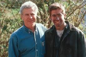 To the left is Homer Hickam, and to the right, is Jake Gyllenhaal who played Homer Hickam in the movie October Sky.