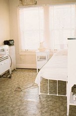 A photo taken of a hospital room.