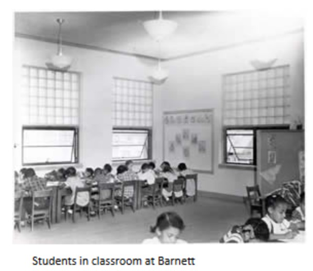 Students in a classroom at Barnett, 1951