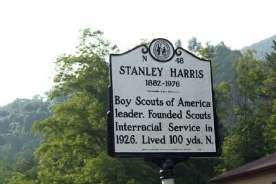 Stanley Harris historic marker. Harris was one of the founders of Boy Scouts in the United States and established the Boy Scout's Interracial Service in 1926 to promote scouting among African Americans.