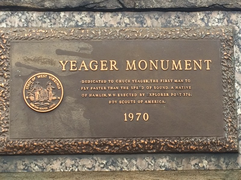 Plaque on the Chuck Yeager Memorial Rocket