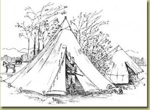 A conical Sibley tent used by troops at Camp Hopkins