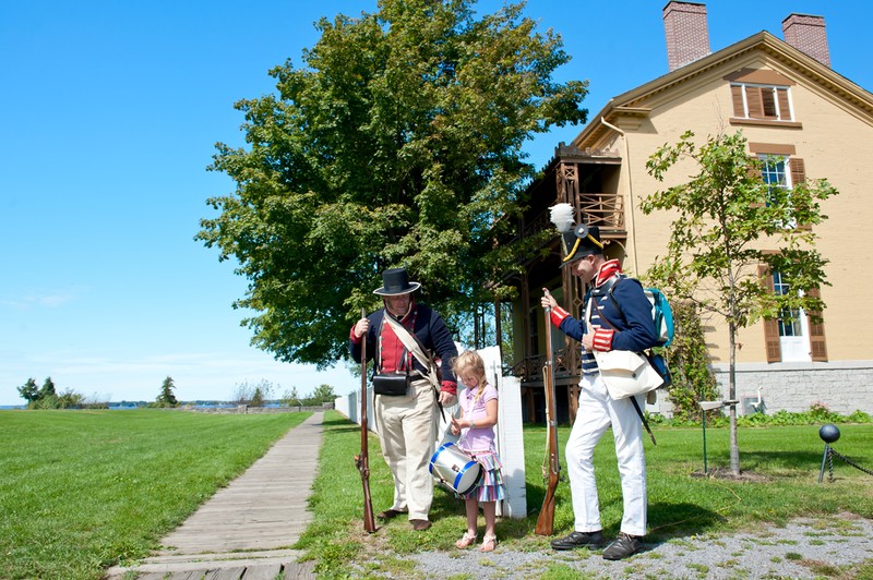 Two volunteers dressed up in period militart uniform