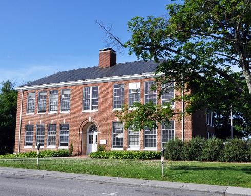 This former elementary school now holds Virginia Tech's departments of marketing and media relations. 