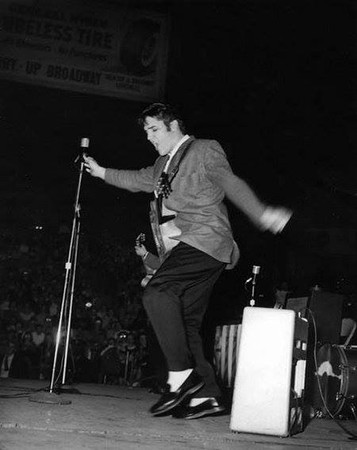 Elvis Presley playing at the Louisville Gardens (then the Jefferson County Armory) on November 25, 1956