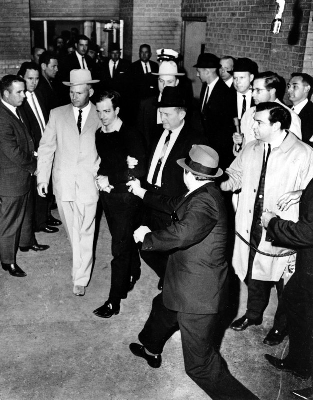 Oswald, moments before being shot by Jack Ruby