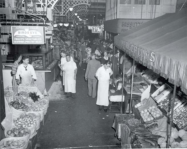 “Trains and Turnips,” Reading Terminal Market in 1942.