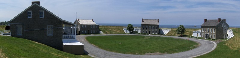 Closer view of the buildings inside the fort