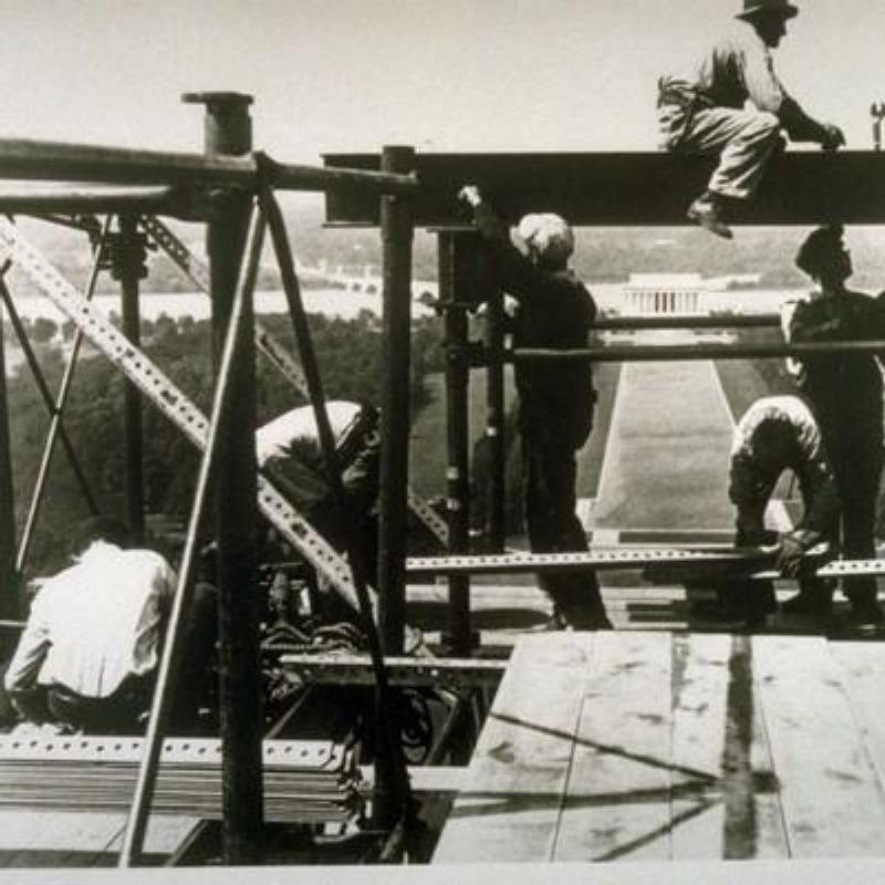 The Washington Monument undergoing restorations in the 1930s. Photo courtesy of the National Park Service. 