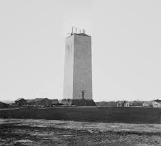 The unfinished Washington Monument in 1860. Photo taken by Mathew Brady.