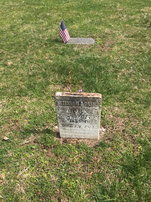 This is the grave of Hezekiah Adkins in Morrison Cemetery, not far from the historical marker.