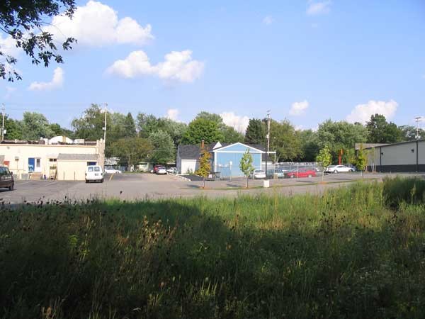 The area where Lindstrom once stood, which now is a business district in Kalamazoo.