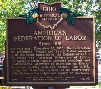 This marker was created and dedicated in 2008 by the Ohio Historical Society in partnership with the AFL-CIO 