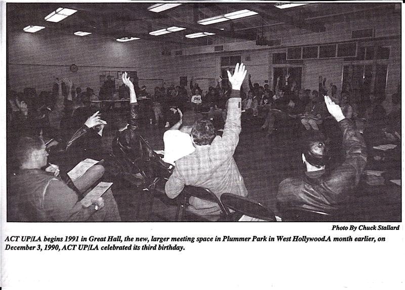 LA chapter of ACT UP meeting in January of 1991 at Plummer Park