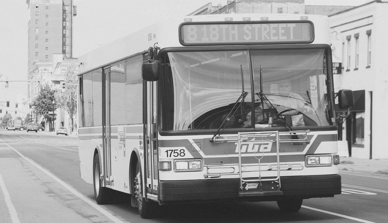 A 2012 picture of a TTA bus traveling the streets of Downtown Huntington, WV.