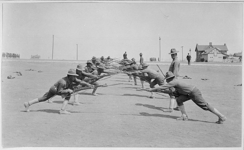 Bayonet practice at Camp Bowie