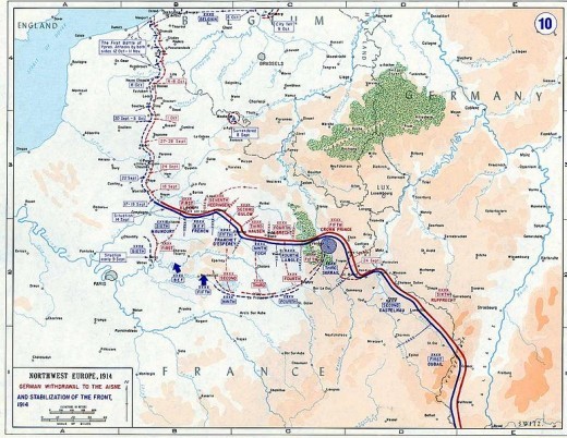 Map of the Western Front trench lines