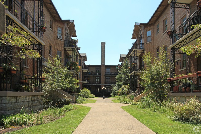 From apartments.com, a photo of the Thierman Apartments courtyard