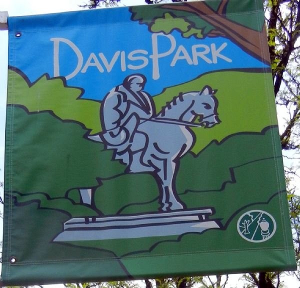 A Davis Park banner hanging on the premises. Courtesy of Mountain State News.