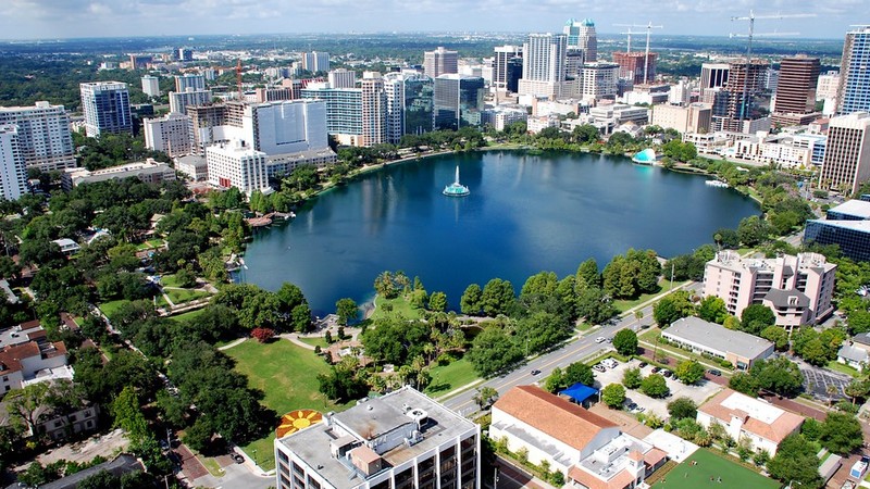 The fountain is positioned slightly off center in the lake because a giant sinkhole was found in the center. Image obtained from Expedia.