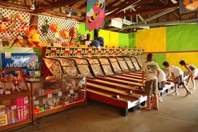 Inside the arcade building.