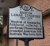 The Bascom Lamar Lunsford historical marker on the campus of Mars Hill University.